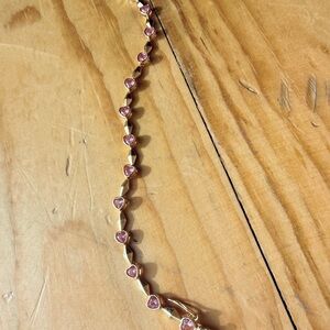 Ooimay Heart-Shaped Pink Stone Bracelet